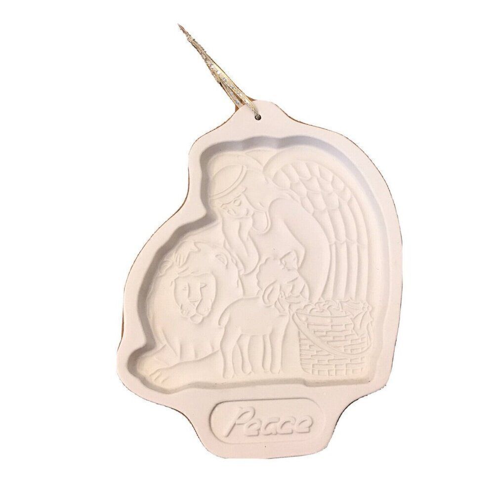 Longaberger Pottery Cookie Mold Angel Lion Lamb Peace Christmas Joy Hanging